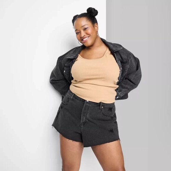wild fable Pants - WILD FABLE Super High-Rise Distressed Denim Cutoff Jeans Shorts
